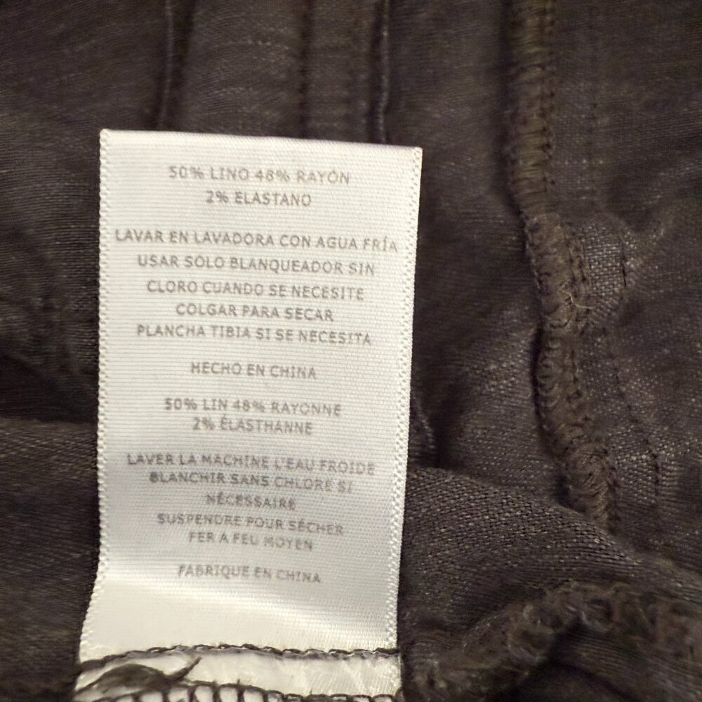 Kut from the Kloth Dark Brown Gray Christina Smocked Band Linen Shorts - Picture 4 of 5